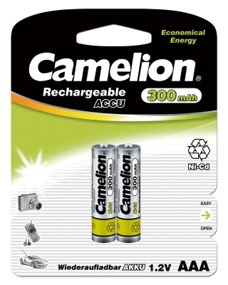 Аккум-р CAMELION AAA-300mAh Ni-Cd BL-2, 1.2B (24/480)