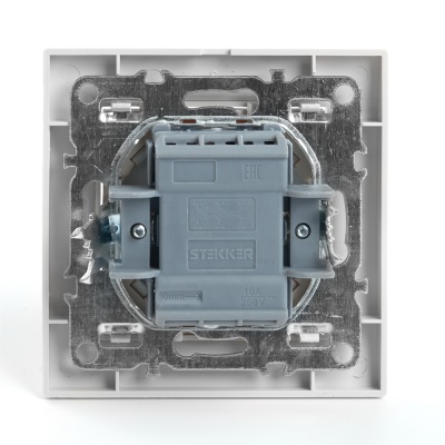 Выключатель (переключатель) электрический 2-клавишный, серия Эрна, PSW10-9005-01, белый