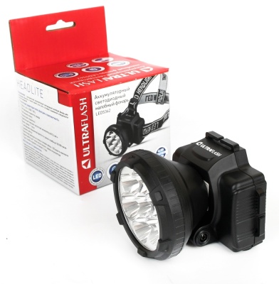 Фонарь ULTRAFLASH LED5362 налобный аккум., черный 7LED 2режима, пластик (1/100)