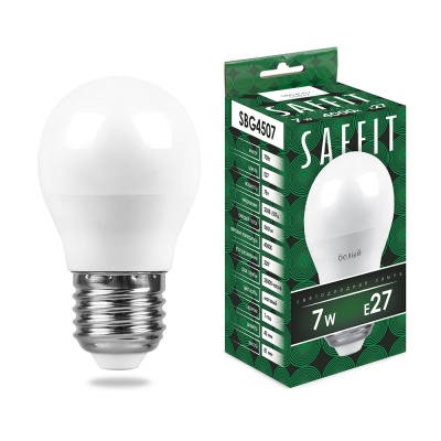 Лампа светодиодная SAFFIT 7W 4000K 230V E27 G45, SBG4507 (10/200)