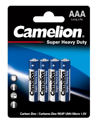 Батарейка CAMELION R03 Blue BL-4 (BP-4 B), 1.5В (48/1152)