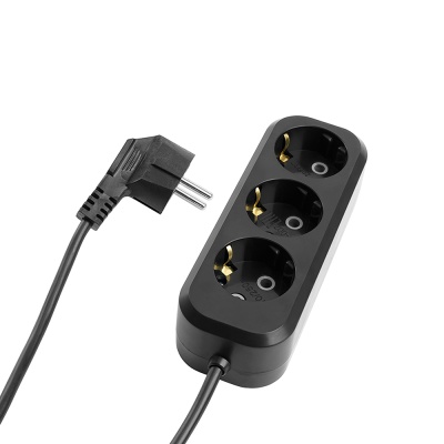 Удлинитель Home 3-местный с/з 2x0,75, 2м, черный, HM01-31-02 (У10-002)