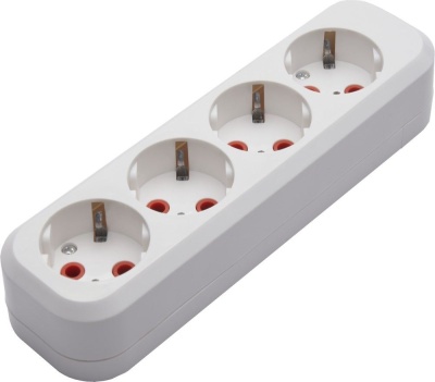 Колодка переносная разборная на 4 гнезда с/з, 250В, 16A, IP20, PST16-410-20, белая