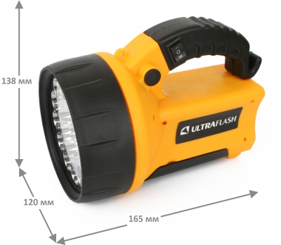 Фонарь ULTRAFLASH LED3712 аккум. 220Вт/12B желтый 19LED.  пластик (1/20)