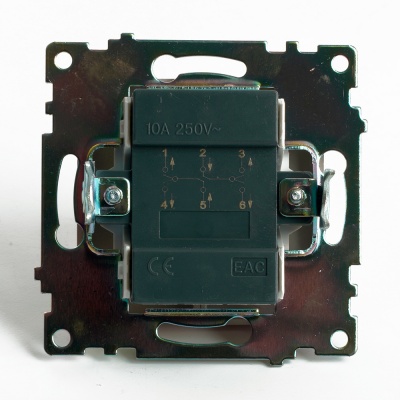 Переключатель 2-клавишный (механизм), серия Катрин,GLS10-7107-02, шампань