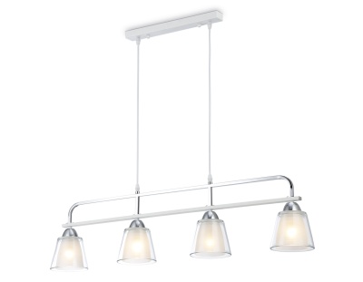 Люстра подвесная Ambrella TR303242/4 WH/CH/CL/FR белый/хром/прозрачный/белый матовый E27*4 max 60W 
