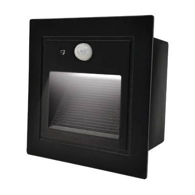 Светильник для ступеней 3Вт 5000К Металл Черный Квадрат с сенсором General GSTL-S1-3BT-5K