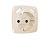OP3090 Лицевая панель OMEGA (Бежевый глянец) для электрической розетки с/з  шторками 2USB A+A QUANT