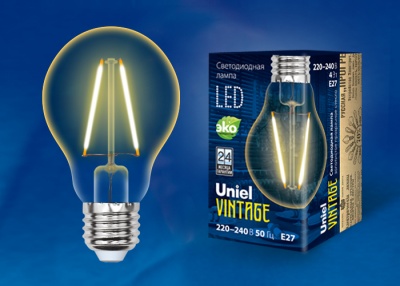 Лампа светодиодная UNIEL Vintage LED-A67-4W/GOLDEN/E27 GLV21GO  Форма «A», золотистая колба