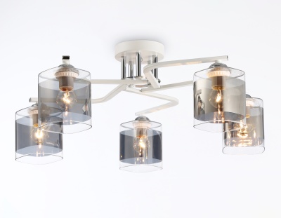 Люстра подвесная Ambrella TR303219/5 WH/CH/SM белый/хром/дымчатый E27*5 max 60W D580*250