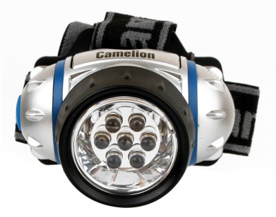 Фонарь CAMELION LED 5310-7F3 налобный, металлик, 7LED, 3 режима, 3хAAA в комплекте (1/6)