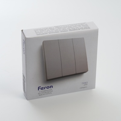 Выключатель FERON TM83 500W 230V 3-хклавишный, серебро с пультом управления