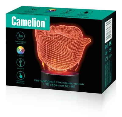 Светильник-ночник CAMELION NL-401 Led наст. свет-к, 3Вт, RGB, USB