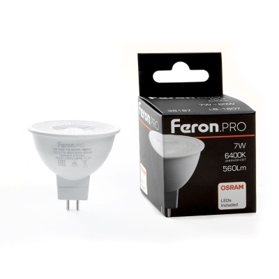 Лампа светодиодная FERON PRO LB-1607 (7W) 230V G5.3 6400K MR16 110 градусов