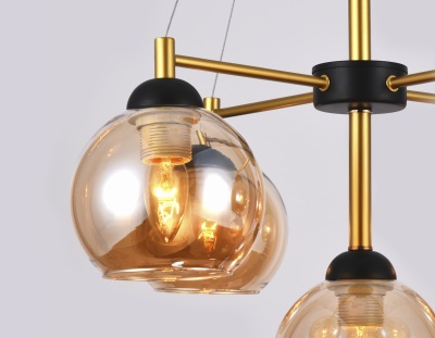 Люстра подвесная Ambrella TR9026/5 BK/TI черный/янтарь E27 max 40W D580*600