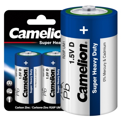 Батарейка CAMELION R20 Blue BL-2, 1.5В (12/144)