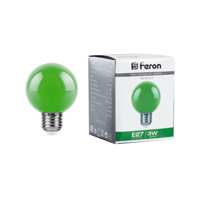 Лампа светодиодная FERON LB-371 3W 230V Е27 зеленый  Шар для белт лайта G60