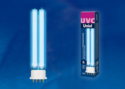 ESL-PL-9/UVCB/2G7/CL Лампа ультрафиолетовая бактерицидная. Спектр UVC 254нм. Картон. ТМ Uniel