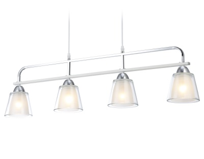 Люстра подвесная Ambrella TR303242/4 WH/CH/CL/FR белый/хром/прозрачный/белый матовый E27*4 max 60W 