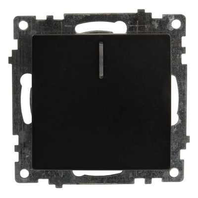 Выключатель (механизм) 1-клавишный c индикатором, серия Катрин, GLS10-7101-05, черный (10/200)
