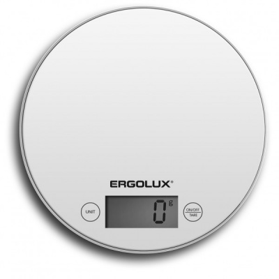 Весы кухонные ERGOLUX ELX-SK03-С01 белые (до 5кг, 185мм круглые) (1/20)