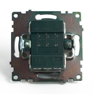 Переключатель 2-клавишный (механизм), серия Катрин, GLS10-7107-03, серебро