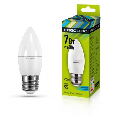 Лампа Ergolux LED-C35-7W-E27-4K Свеча 172-265V