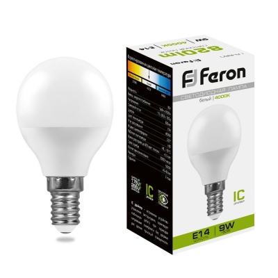 Лампа светодиодная FERON LB-550 9W 230V E14 4000K G45