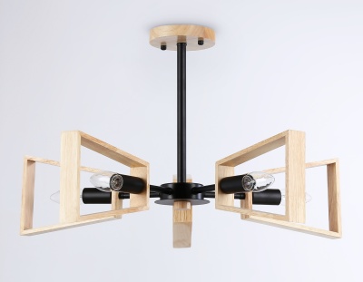 Люстра подвесная Ambrella TR80495/5 BK/LW черный/светлое дерево E14/5 max 60W D620*430
