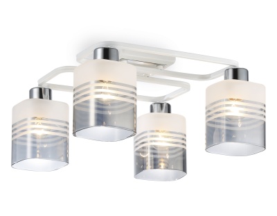 Люстра подвесная Ambrella TR303205/4 WH/CH/SM/FR белый/хром/дымчатый/белый матовый E27*4 max 60W 370