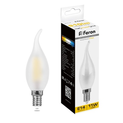 Лампа светодиодная FERON LB-714 11W 230V E14 2700K матовая, филамент С35T