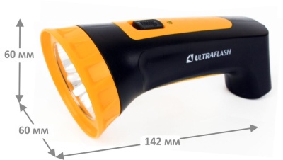 Фонарь ULTRAFLASH LED3804M аккум 220В, черный/желтый, 4 LED, SLA, пластик (5/80)