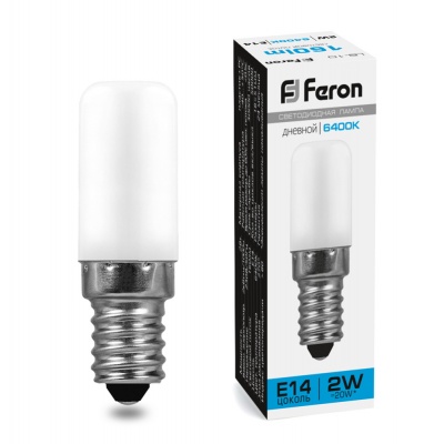 Лампа светодиодная FERON LB-10 2W 230V Е14 6400K для холодильника (1/10/100)