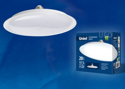 Лампа светодиодная UNIEL LED-U165-20W/6500K/E27/FR PLU  Форма «UFO», матовая  (6500K).