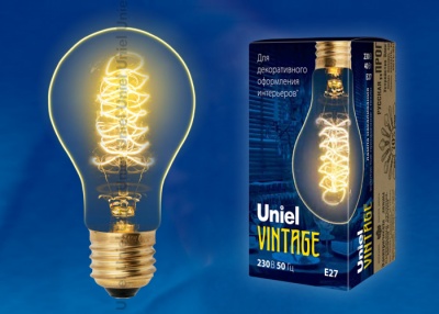 Лампа накаливания Vintage UNIEL IL-V-A60-40/GOLDEN/E27 CW01Форма «A». Форма нити CW 