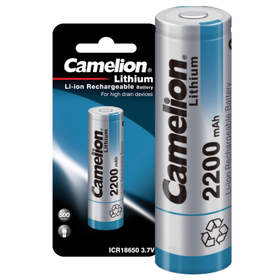 Аккум-р CAMELION ICR18650  2200 mah (ICR18650F-22BP1, аккумулятор, 3.7 V, Li-Ion/ LiCoO2)