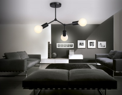 Потолочный светильник в стиле лофт Ambrella TR8027/3 BK черный E27*3 max 40W D400*390