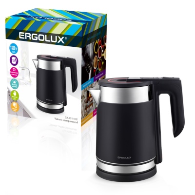 Чайник ERGOLUX ELX-KS10-C02 черный 1.8л, 1800Вт, 220-240В, нерж.сталь/пластик