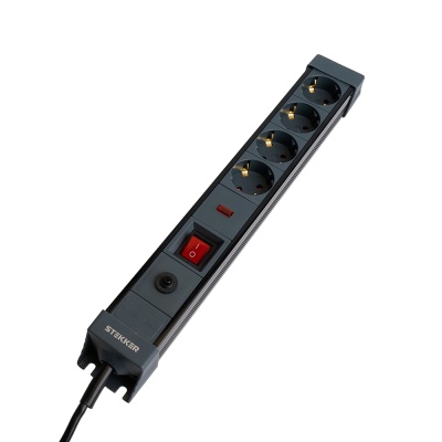 Сетевой фильтр Techno 4-местный с/з 3x1мм2, 1,8 м, 250В, 16А, HM22-41-02, черный