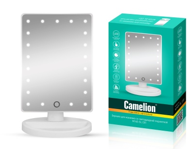 Зеркало CAMELION M145-SL C01 бел. с LED подсветкой, 1x, дневн.свет, 5Вт,4*LR6(1/12)