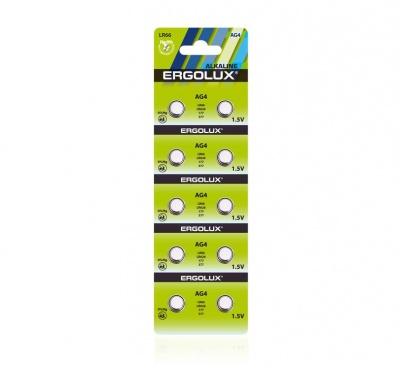 Элемент питания Ergolux AG 4  BL-10 (AG4-BP10, LR66 /LR626 /177 /377 батарейка для часов)