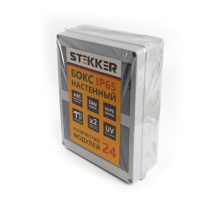 Бокс настенный STEKKER 24 модуля, пластик, IP65, EBX50-1/24-65