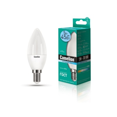 Лампа CAMELION LED5-С35/845/E14 220V 5W (1/10/100)