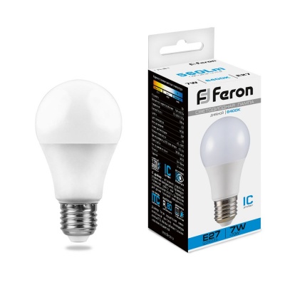 Лампа светодиодная FERON LB-91 20LED/7W 230V E27 6400K A60 (10/50)