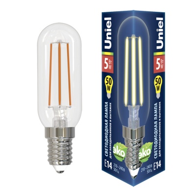 Лампа светодиодная UNIEL LED-Y25-5W/3000K/E14/CL GLZ04TR для холодильников и вытяжки, прозр. 3000K