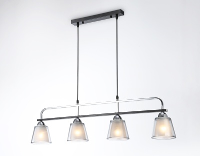 Люстра подвесная Ambrella TR303244/4 BK/CH/SM/FR черный/хром/дымчатый/белый матовый E27*4 max 60W