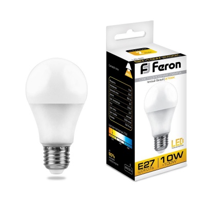 Лампа светодиодная FERON LB-92 13LED/10W 230V E27 2700K A60 (упаковка ПРОМО)