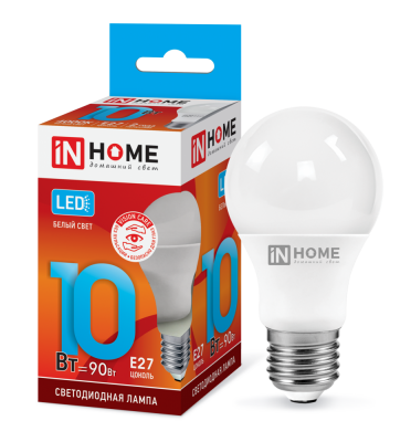 Лампа светодиодная IN HOME LED-A60-VC 10Вт 230В E27 4000K 900Лм