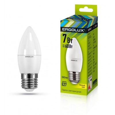 Лампа Ergolux LED-C35-7W-E27-3K Свеча 172-265V