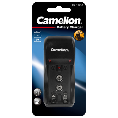 Зарядное устройство CAMELION BC-1001A titanium для 2xАА,AАА или 1х9V, 200mA, складная вилка, таймер